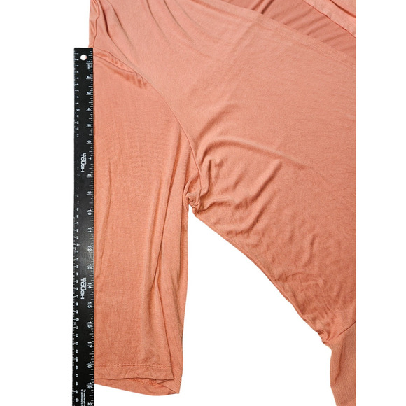 LOGO Lori Goldstein 3X Cardigan Orange Sheer Hem Asymmetrical Drape Lagenlook - Picture 15 of 16